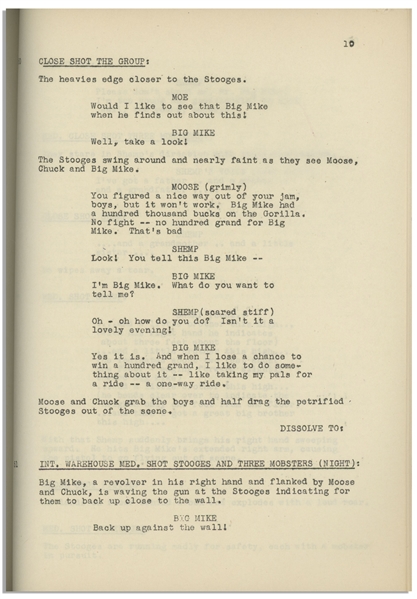 Moe Howard's 26pp. Script Dated May 1946 for The Three Stooges Film ''Fright Night'' Marking the Return of Shemp After Curly's Stroke -- With Annotations in Moe's Hand -- Very Good Plus Condition